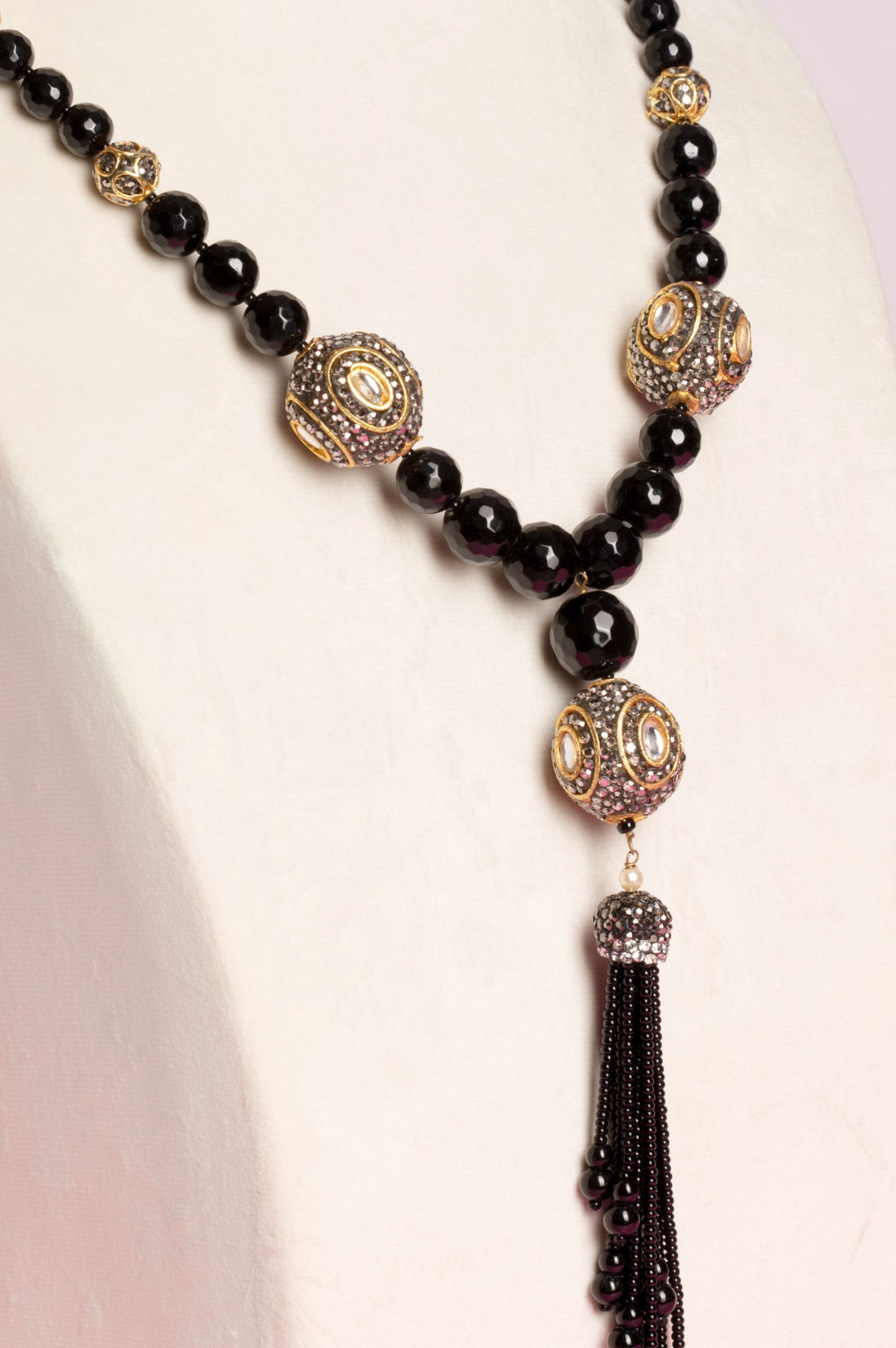 Black Onyx With Polki Marcasite