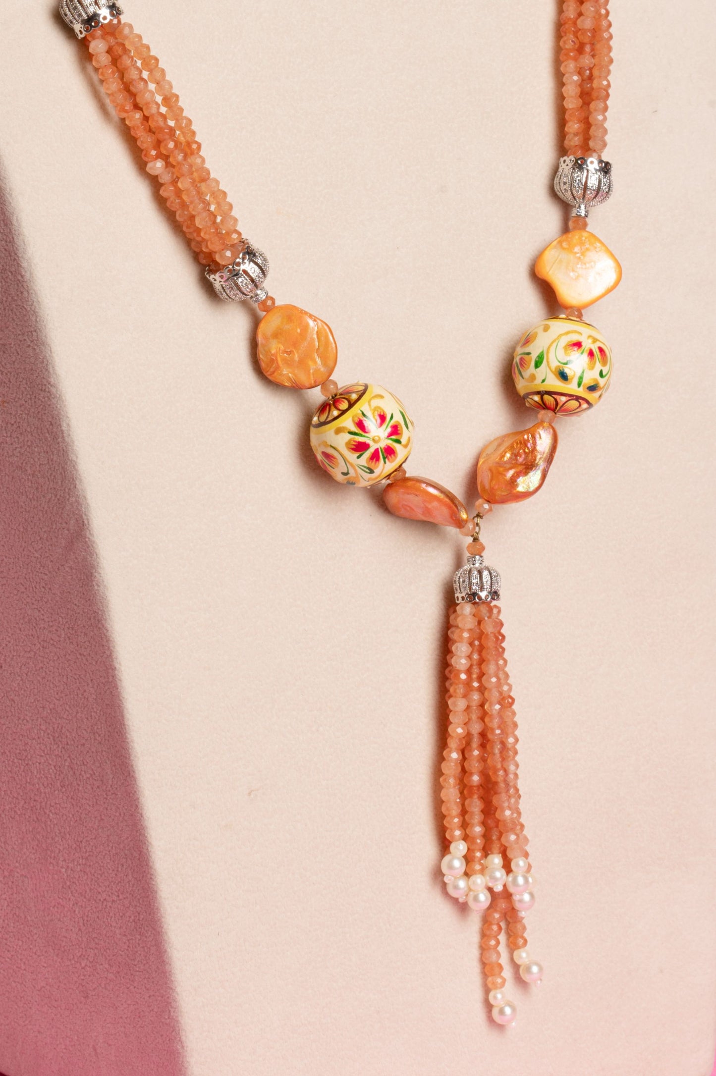 Coral Beads with Colored Baroque