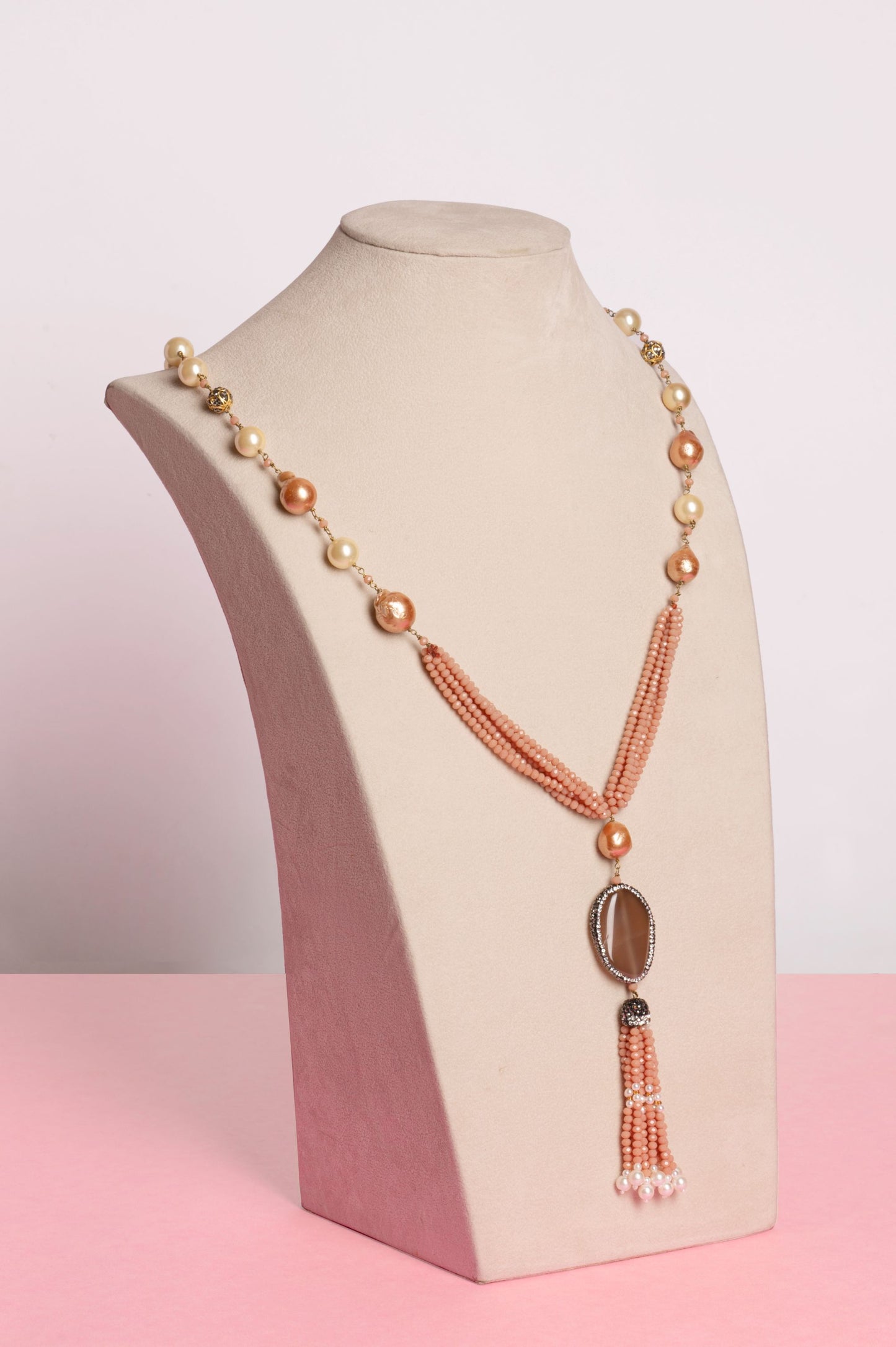 Peach Baroque with Golden Pearls