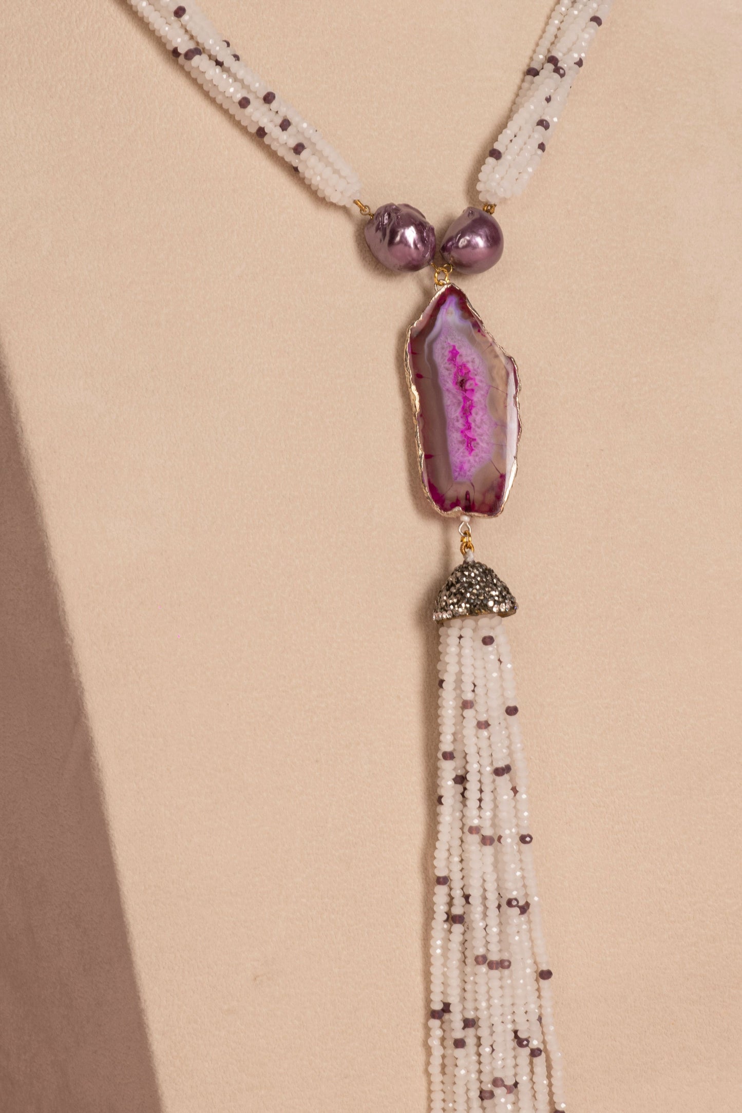 Baroque Pearl Necklace - White and Lilac