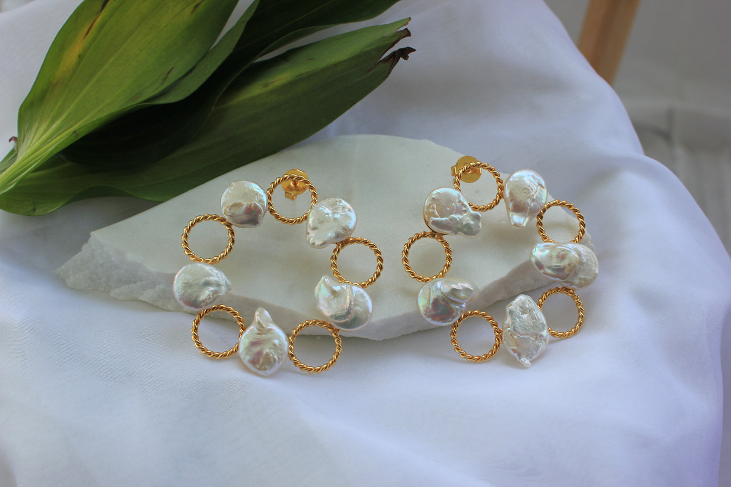 Mogra Earrings (Five baroque pearls)