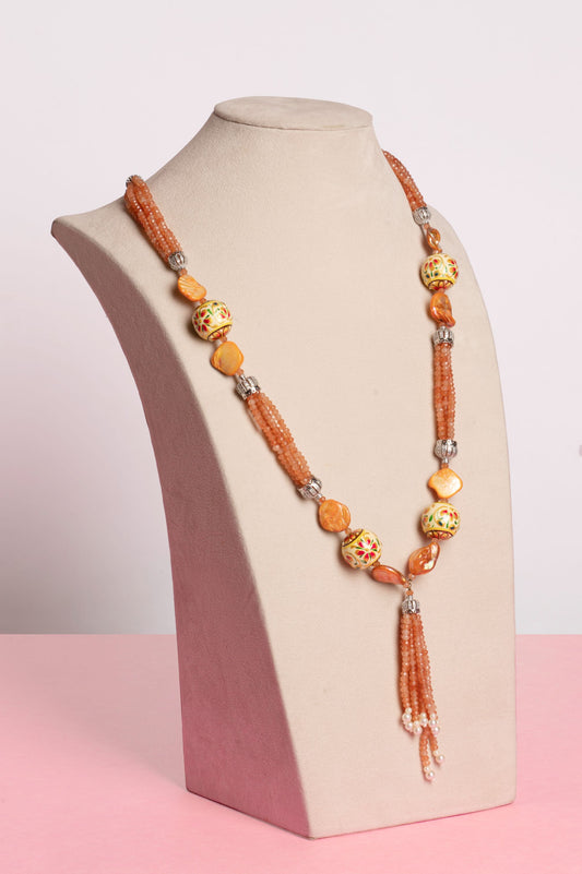 Coral Beads with Colored Baroque
