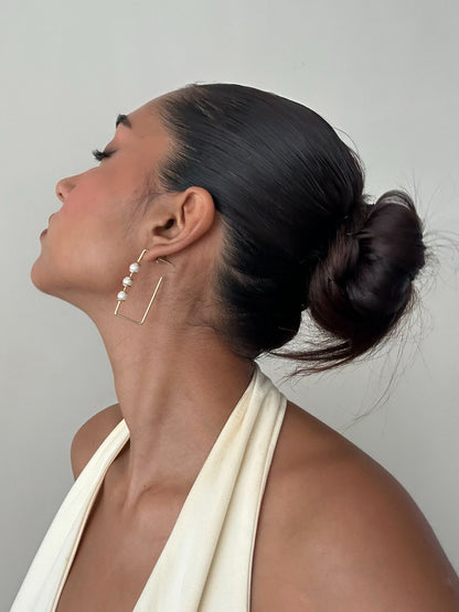 Ekaya Square Pearl Earrings