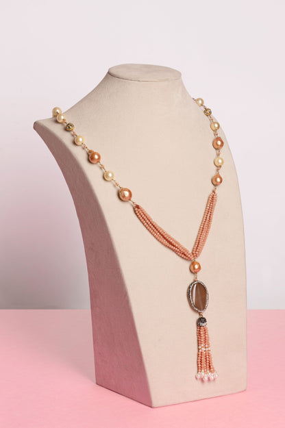 Peach Baroque with Golden Pearls