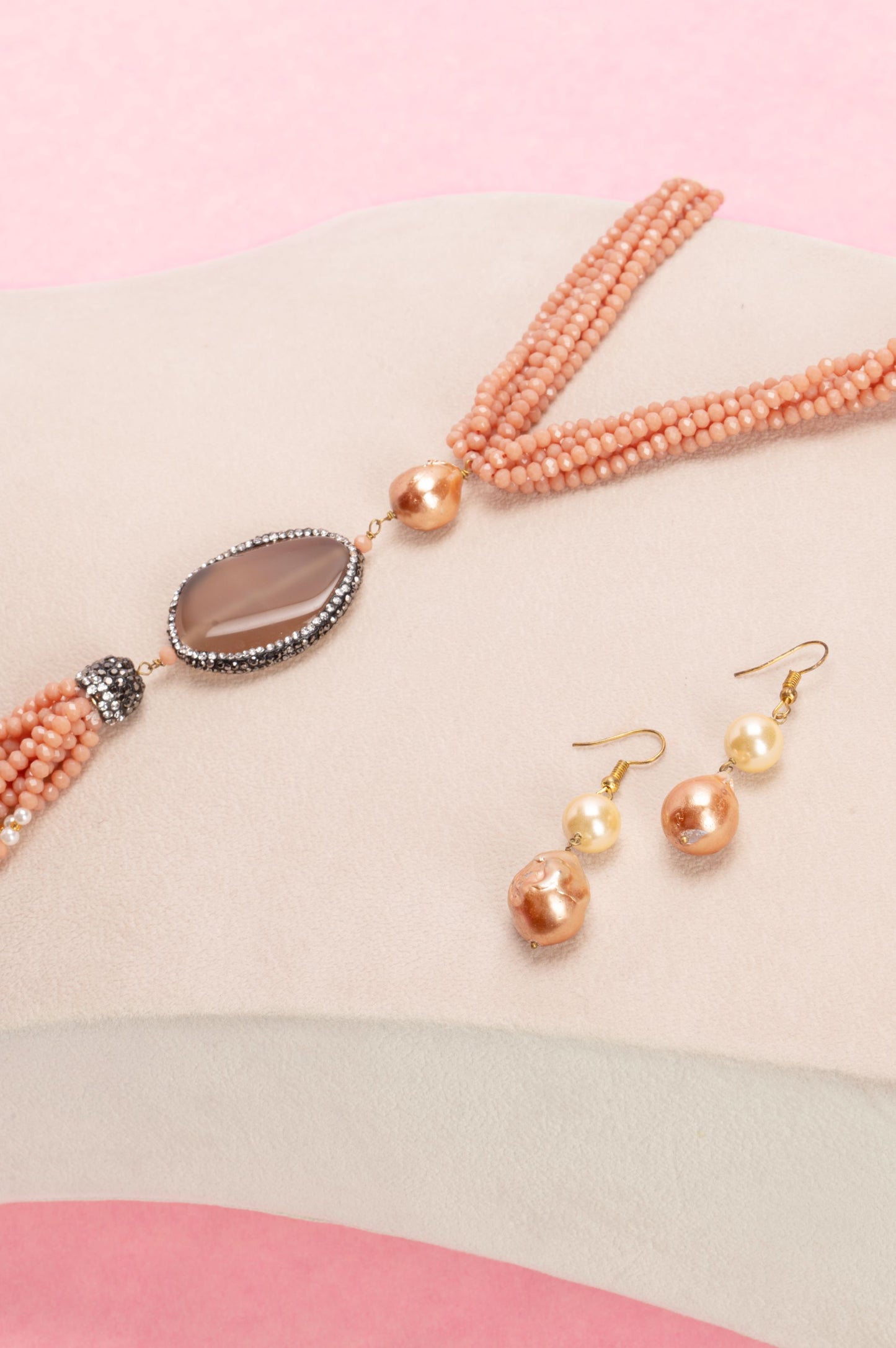 Peach Baroque with Golden Pearls