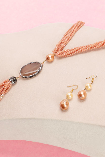 Peach Baroque with Golden Pearls