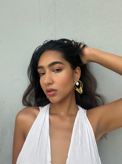 Ahilya Earrings (Detachable pearl)