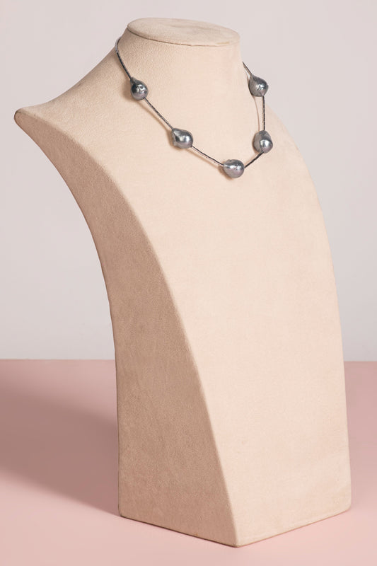 Baroque Pearl Necklace - Grey